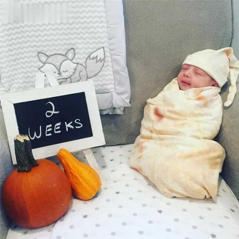 Burrito Baby Blanket Swaddle Flour Tortilla Swaddle Blanket Sleeping Swaddle Wrap With Hat M240824