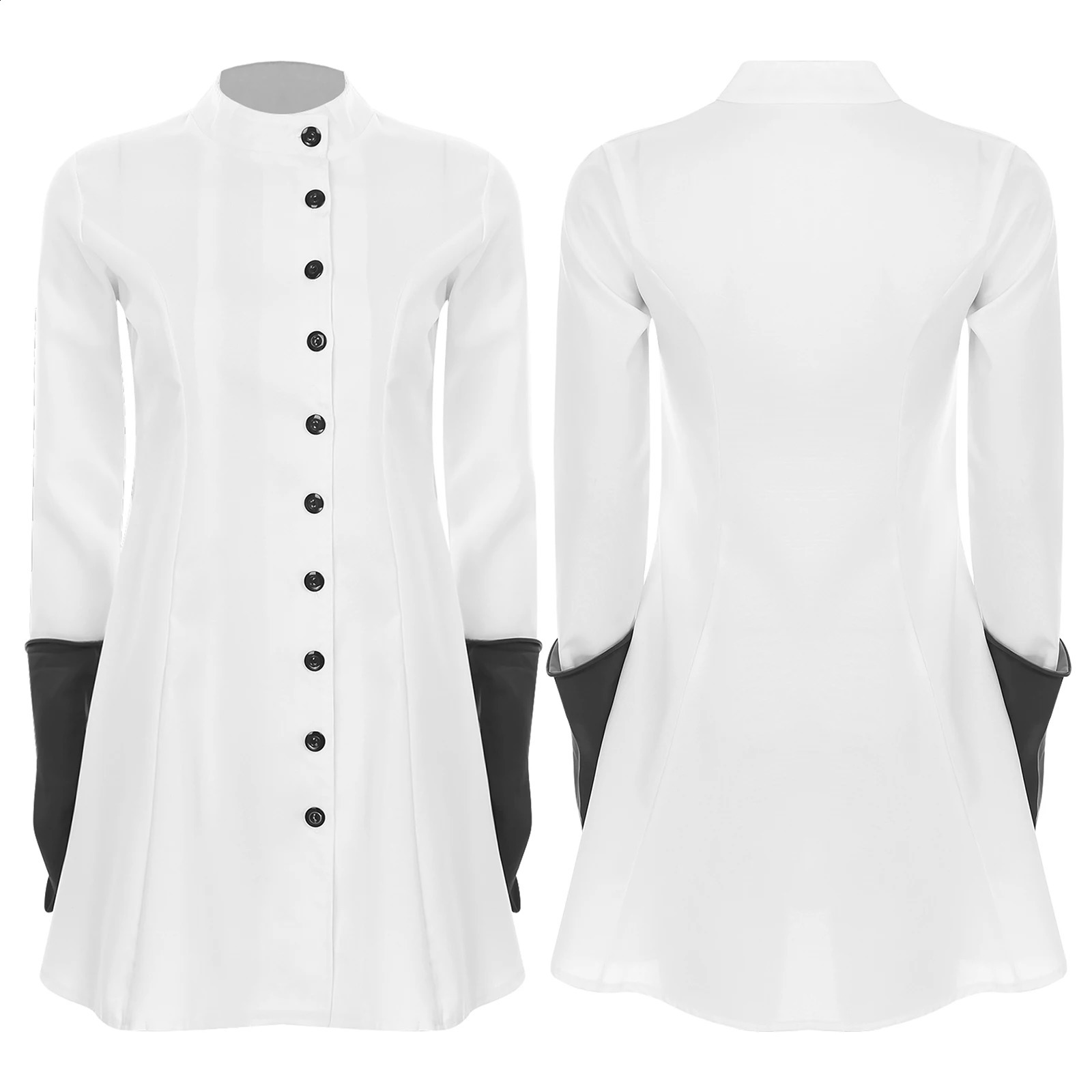 Female Halloween Doctor Nurse Crazy Scientist Role Playing Costume Long Sleeve White Laboratory Coat Theme Party Makeup w240824