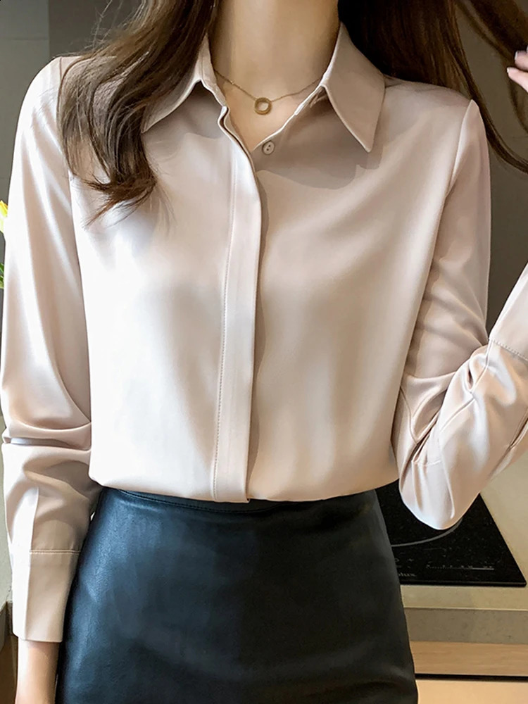 Spring and Summer Womens Long Sleeve Professional Solid Chiffon Shirt Women Tops Blouse Women Camisas De Mujer C348 240823