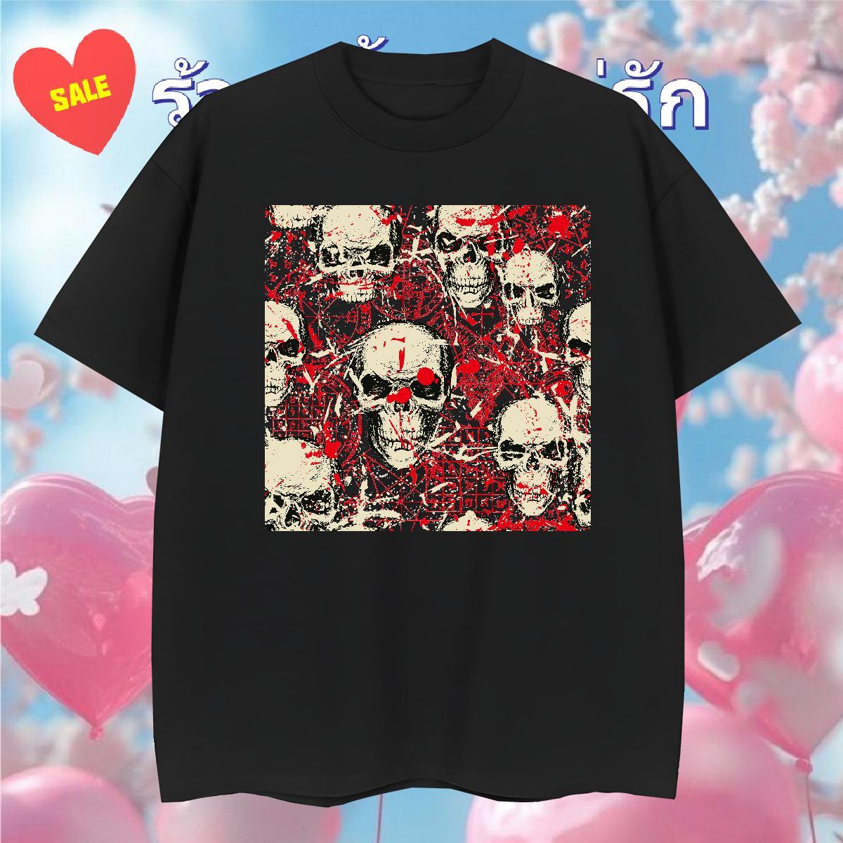 Unisex Mens T Shirts 230g Pure Cotton skull Casual Beach Custom Print Plus Size Breathable Short Sleeve Tshirts Fashion Polos