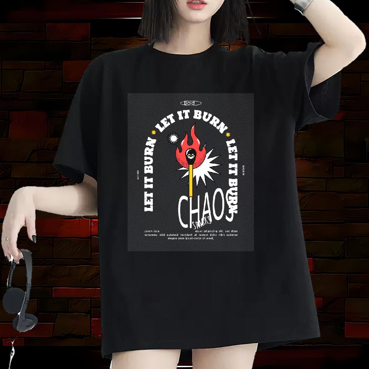 High quality Unisex Tshirts 230g Pure Cotton fire Street Casual T Shirt For Woman Breathable Crew Neck DIY Logo Clothes