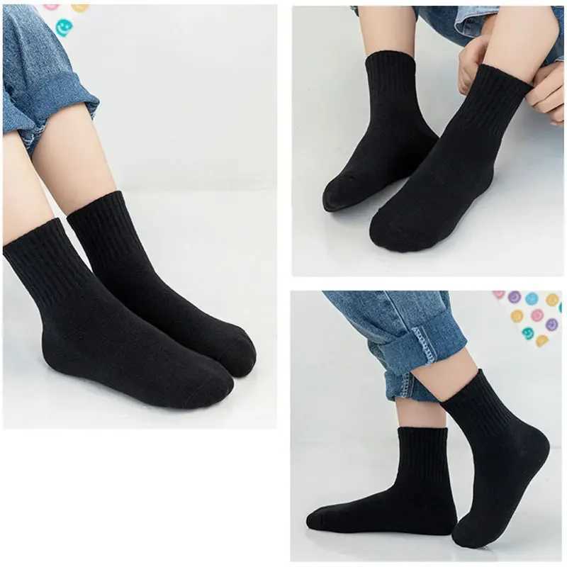 5 Pairs Pure Cotton Children Boy Socks Black White Grey Solid Color Unisex Breathable Sports School Socks Baby Girl Calf Socks CL240824