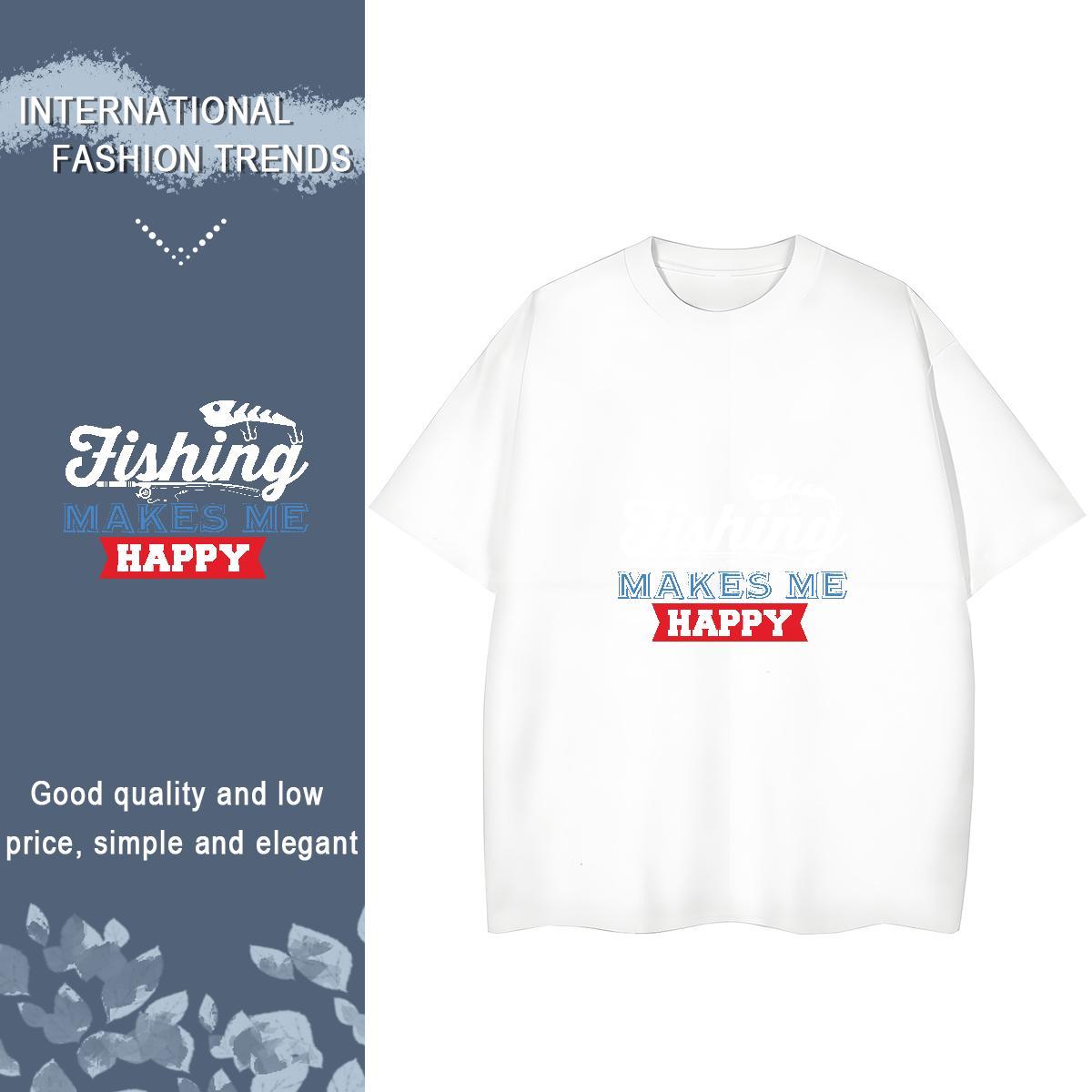 Brand Couples T Shirts 230g Cotton fish Spring Summer T-Shirts Round Neck Short Sleeve Anime Print Clothes