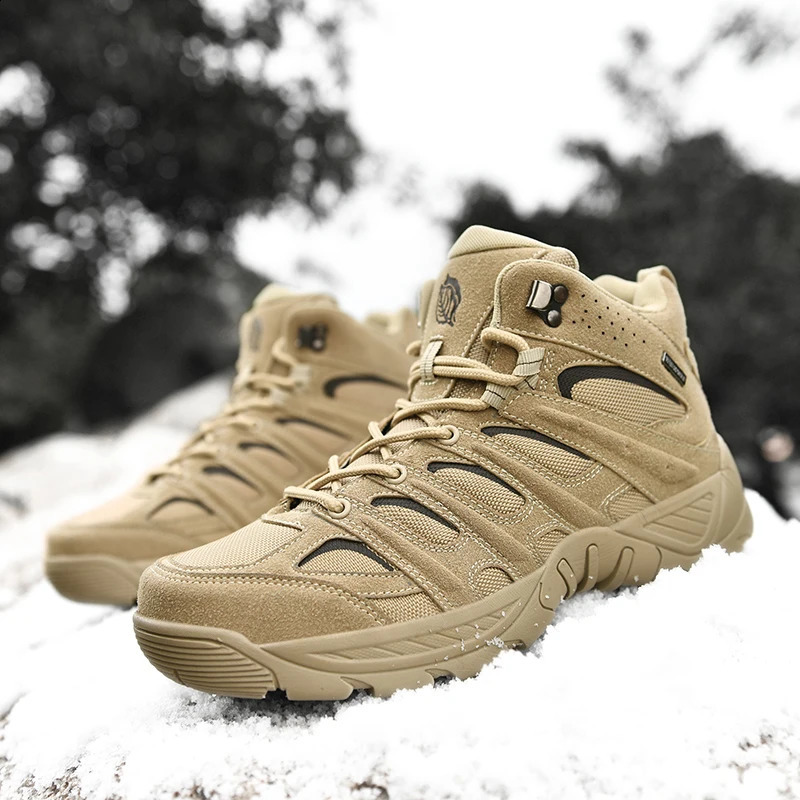 Autumn winter High Top Tactical Boots Outdoor Climbing Training Shoes Men Women Hiking Camping Ultralight Breathable 240822