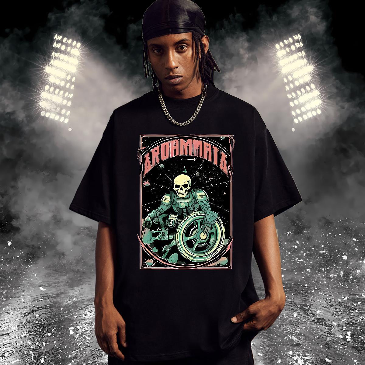 Free Shipping Man T Shirts 230g Cotton skull Anime Printing Street Cartoon Printing L-4XL Round Neck Short Sleeve Mens Tshirts Wholesale Top Tees