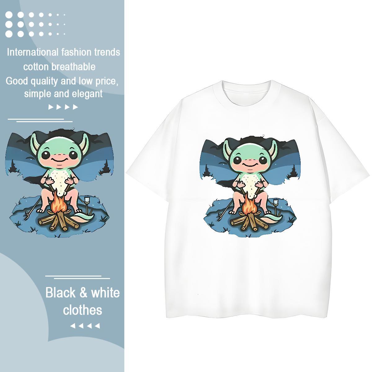 High quality Tshirt for Man Woman 230g Pure Cotton Little Monster Sport T-Shirts for Women Short Sleeve O-Neck Skull Clothes