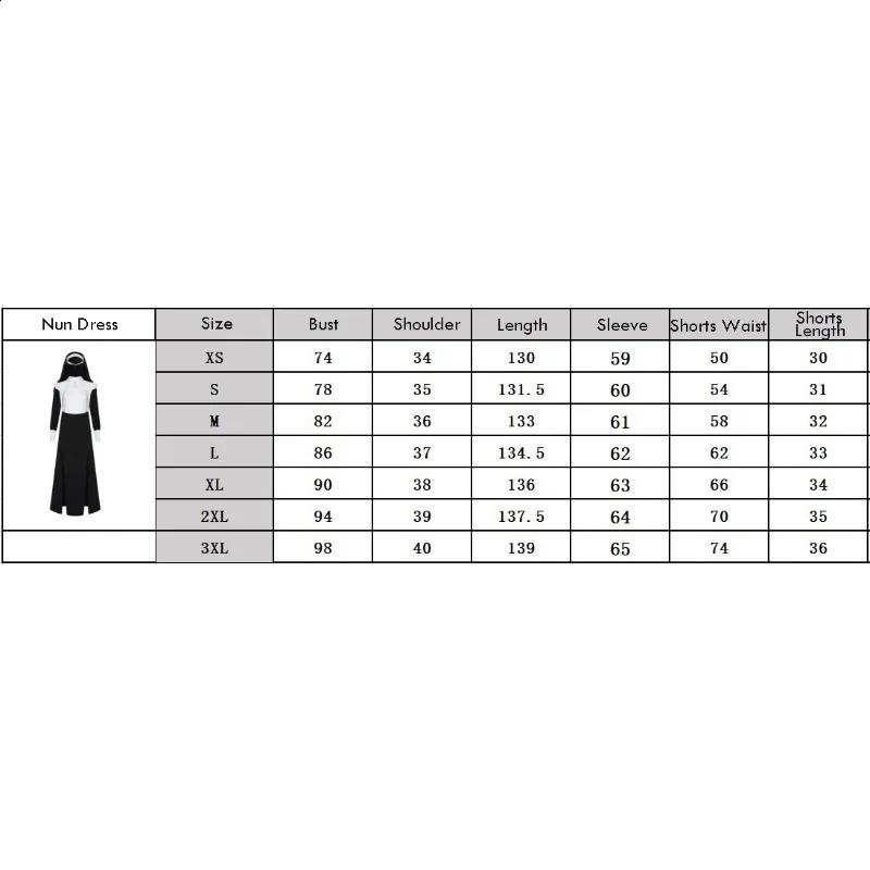 Nun Cosplay costume womens fancy dress set Halloween party roleplaying adult Dress black Christmas 240823