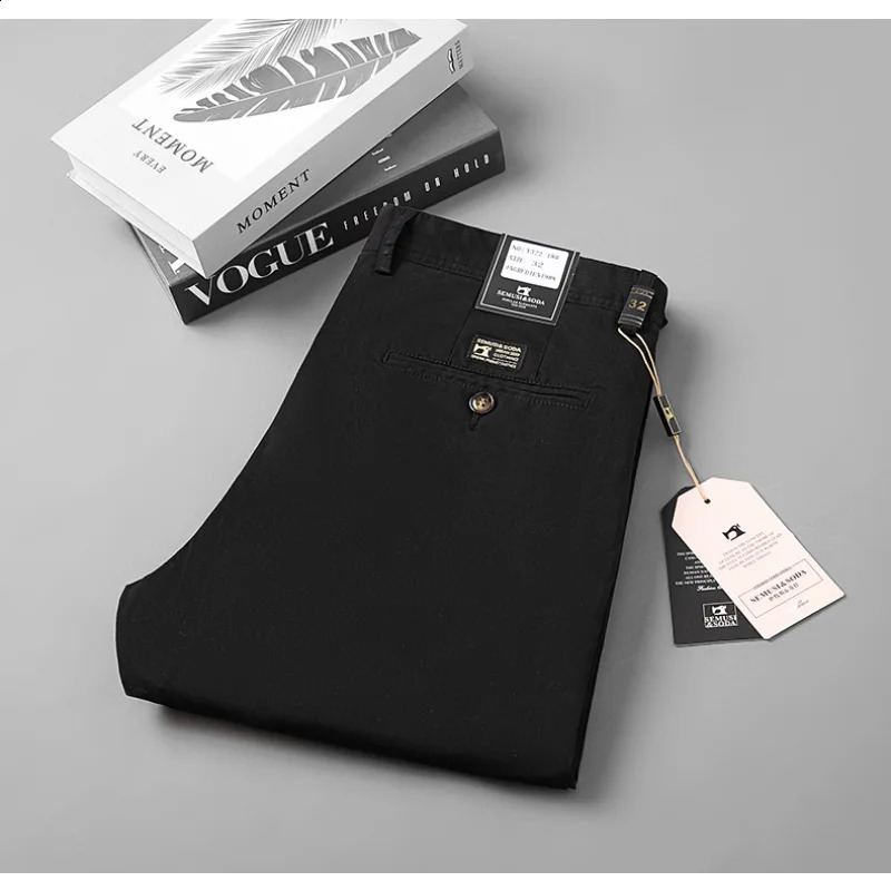 Smart Black Pants Men Clothing Business Office Cotton Straight Suit Pants Men Trousers Casual Flat Spring Autumn 240824