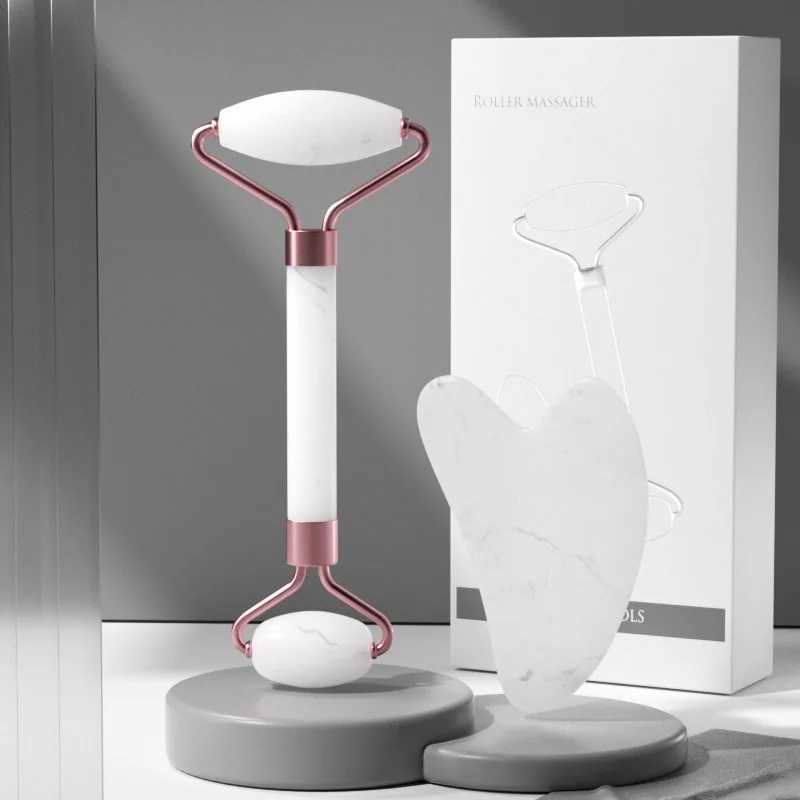 2pcs/set Face Spa Neck Massager For Face Roller Gua Sha Scraper Board Lift Up Wrinkle Remover Eye Care Resin Guasha Set CL240824