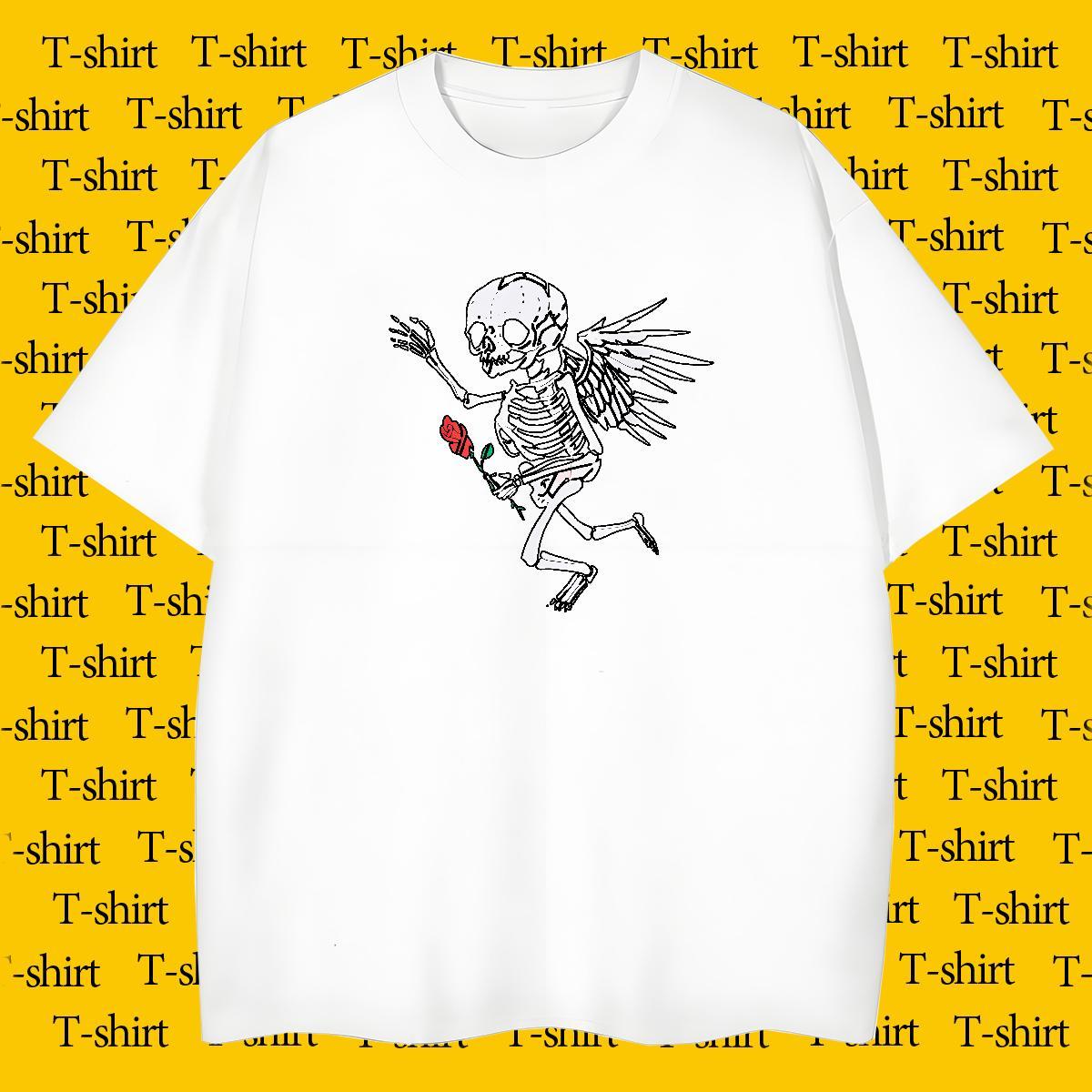 Unisex Men T Shirts 230g 100% Cotton skull Casual Daily Wear Anime Print Breathable Men Tops Tees Factory Direct Tees Shirts