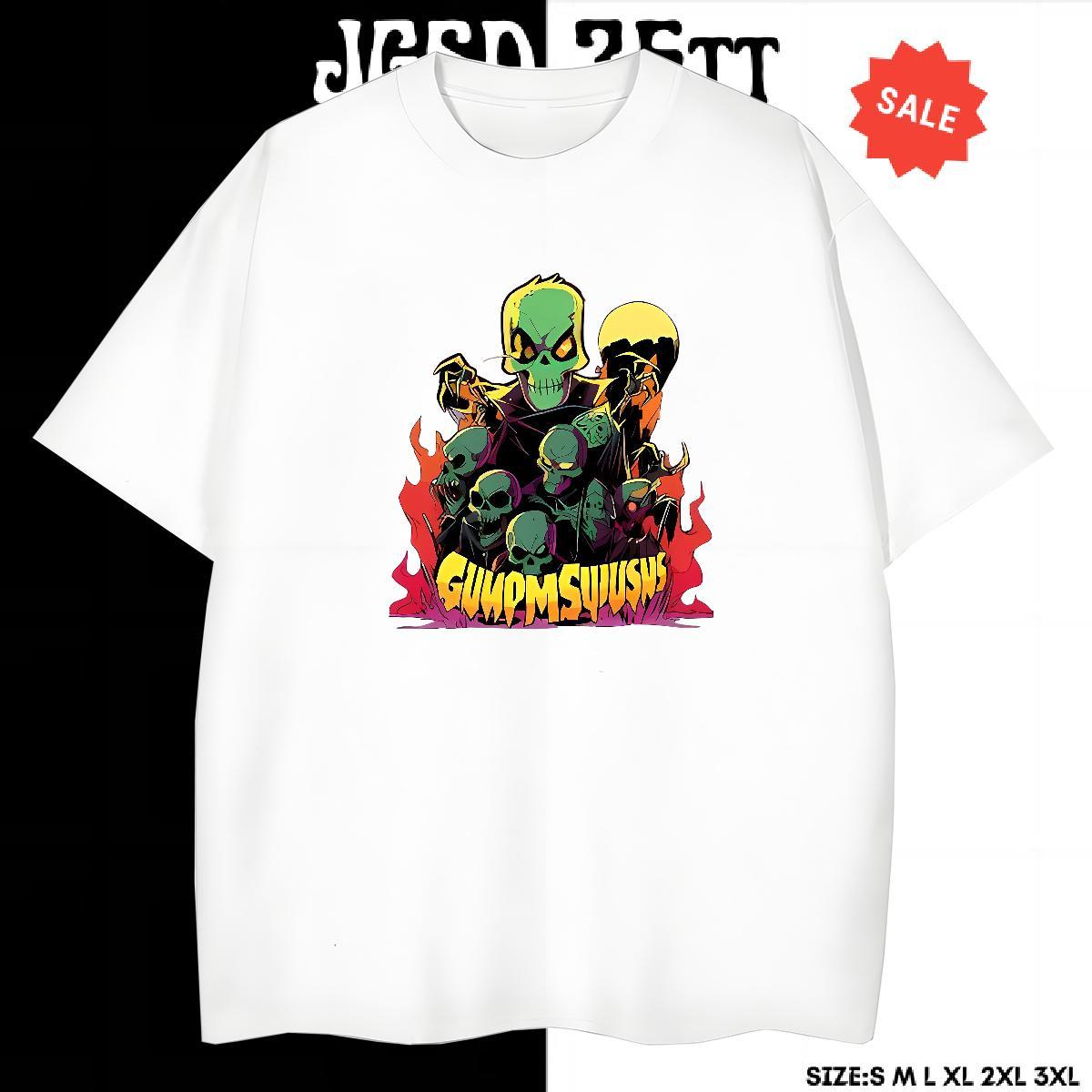 Unisex T Shirts Men 230g 100% Cotton skull Anime Printing Street Asian Size Breathable Short Sleeve Tshirts 2024 Designer Tops Shirt