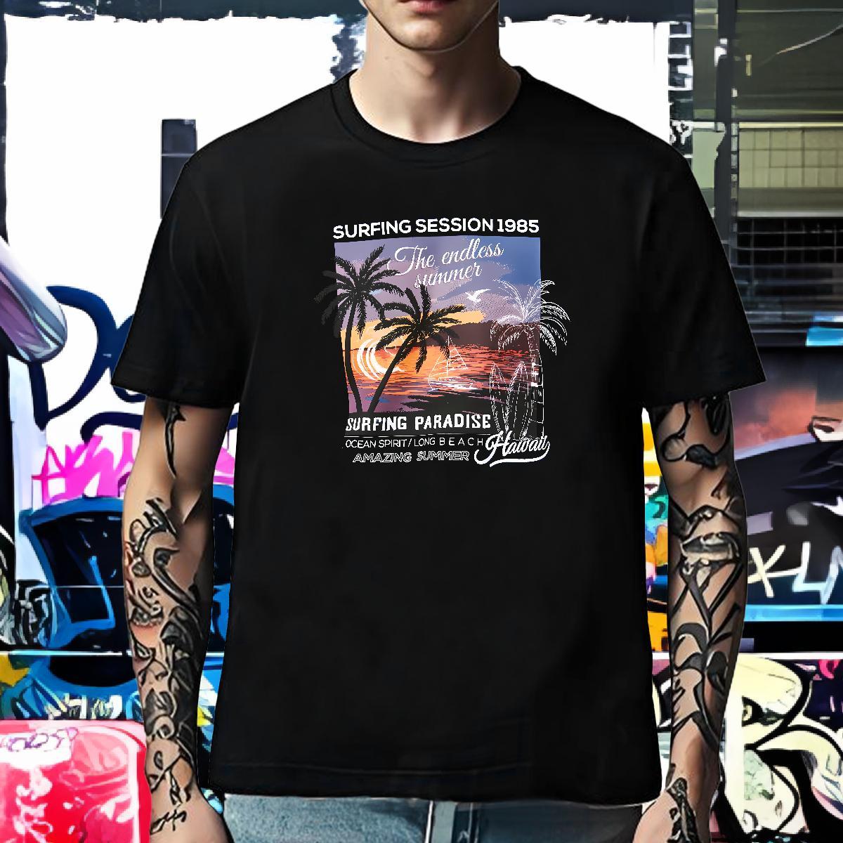Cool T-Shirts 230g Cotton tree Outdoor Graphic Breathable Short Sleeve Tshirt for Man Woman Custom Tops Tees