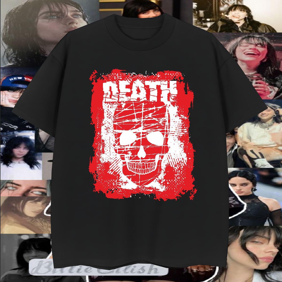 Cool T-Shirts 230g Pure Cotton skull High Street Hip Hop Custom Print Plus Size Round Neck Short Sleeve Men Tops Tees Fashion Designer Tees Shirts