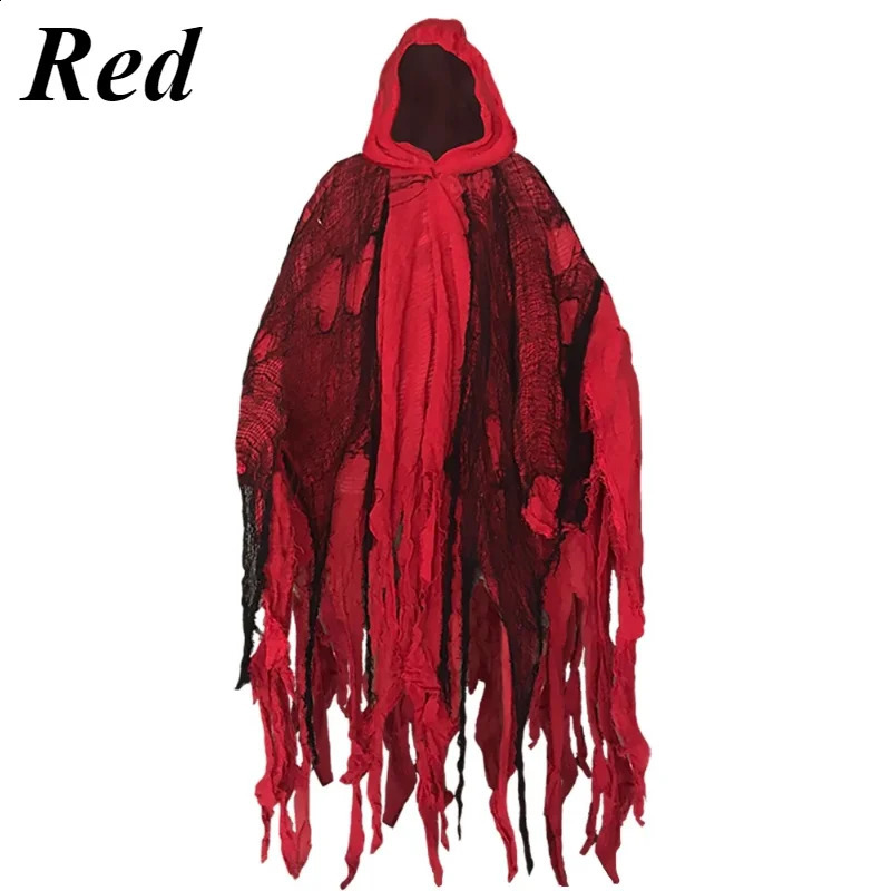 Halloween Ghost Dementor Role Playing Death Costume Gothic Horror Zombie Tattoo Hooded Death Party Prop Cloak 240824