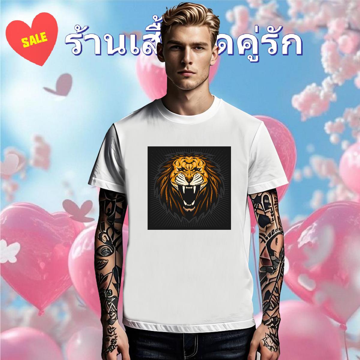 DIY Customized Couples T Shirts lion Casual Daily Wear 230g Pure Cotton Tops Tees Breathable Short Sleeve Soft T-Shirts for Men Custom Printing