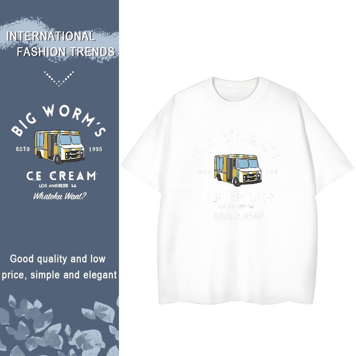 Classic T Shirt For Man 100% Cotton 230g car Street Casual Floral Print Breathable Crew Neck Mens Tshirts DIY Customized Tops Shirt
