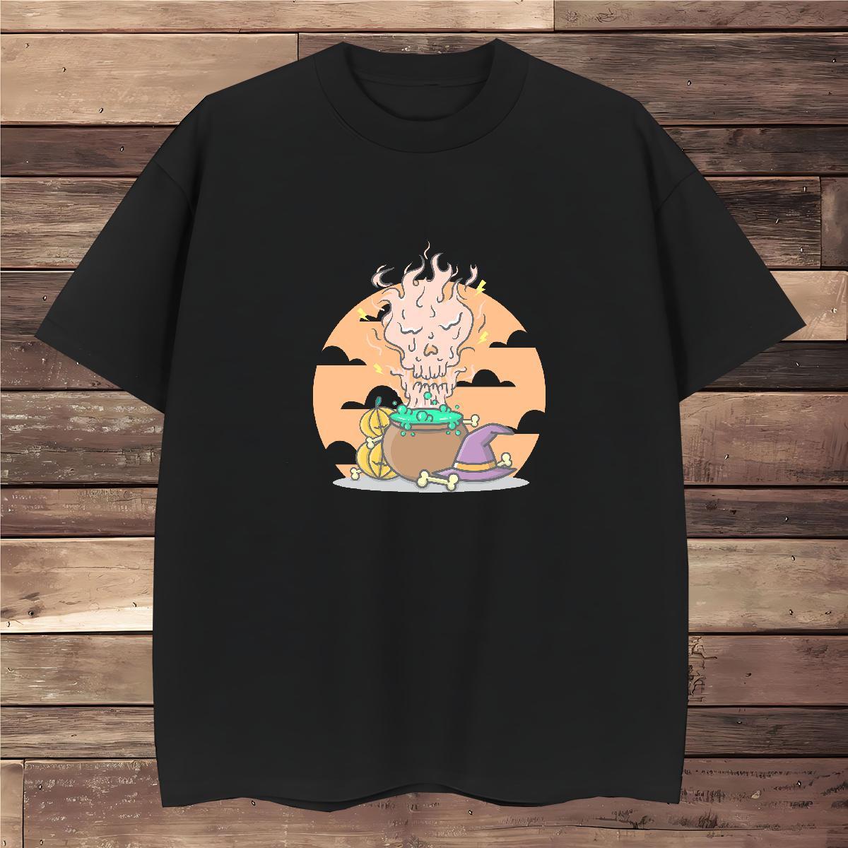High Quality T-Shirts for Men 230g Pure Cotton skull Summer Casual Custom Anime Short Sleeve O-Neck Tshirts 2024 New Clothings