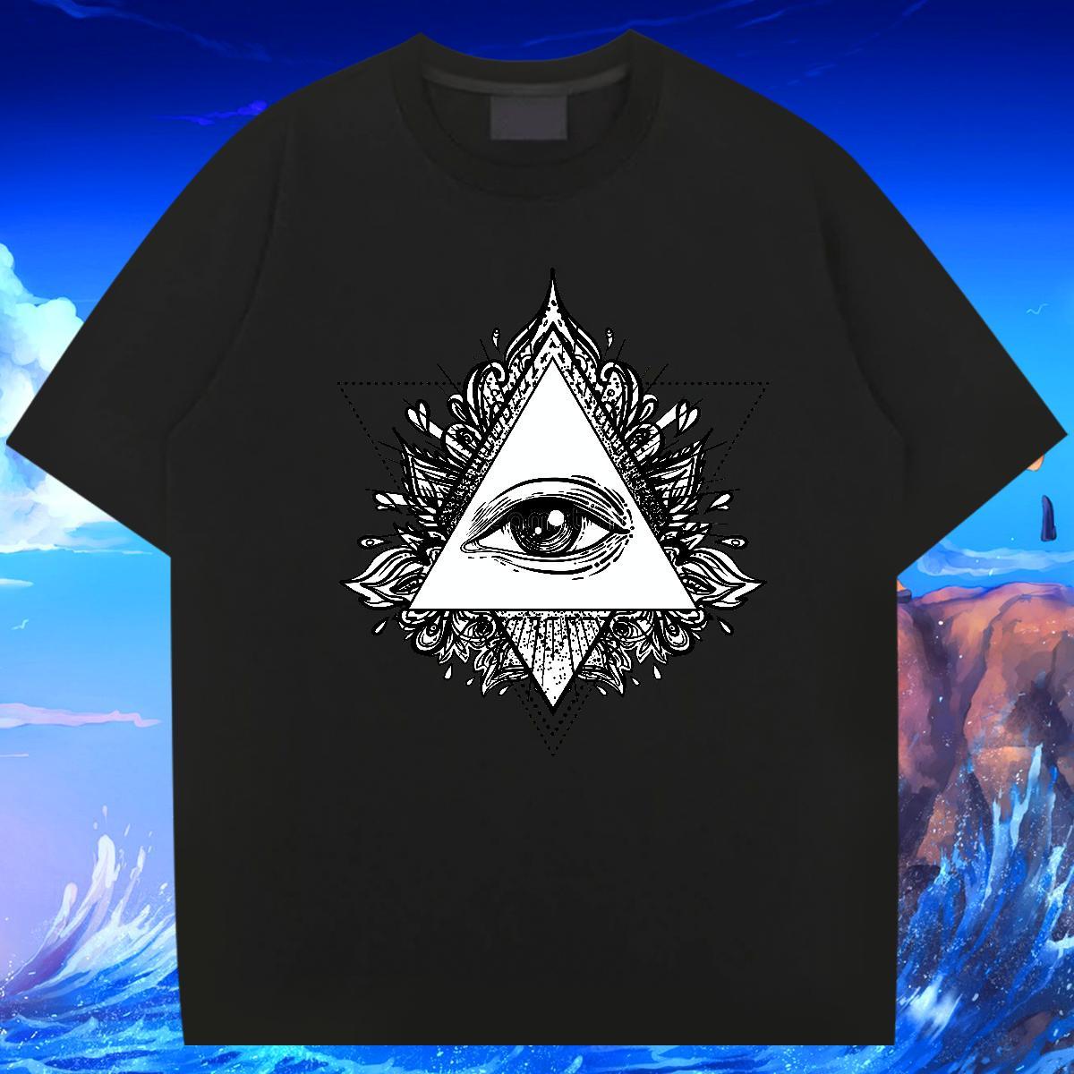 Cool T-Shirts for Men 100% Cotton 230g eye of the devil Daily Outfit Customized Print Breathable Soft Couples T Shirts DIY Customized Tees Shirts