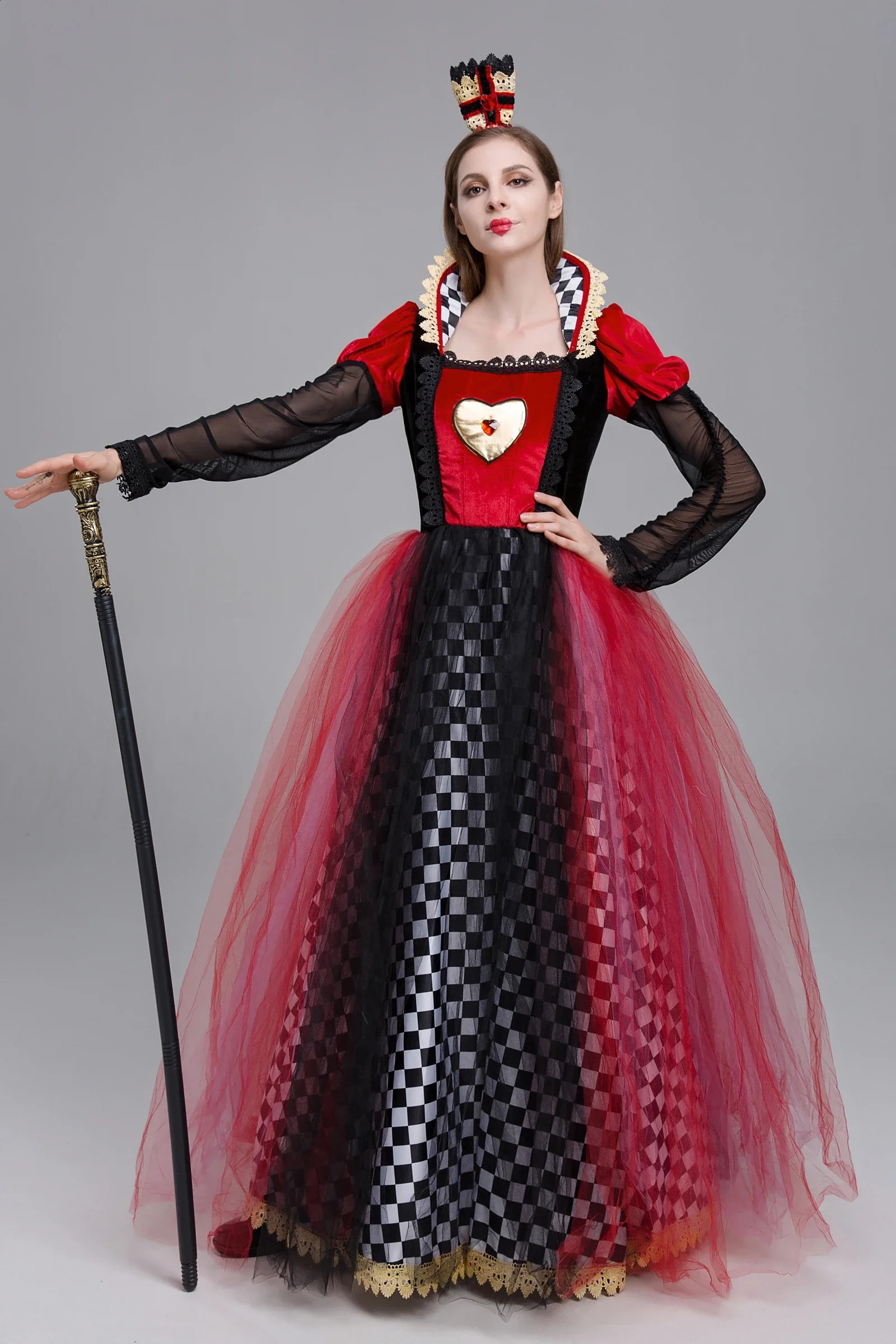 Halloween Alices Adventures in Wonderland Red Queen Carnival costume stage performance princess roleplaying parents children fancy dress 240823