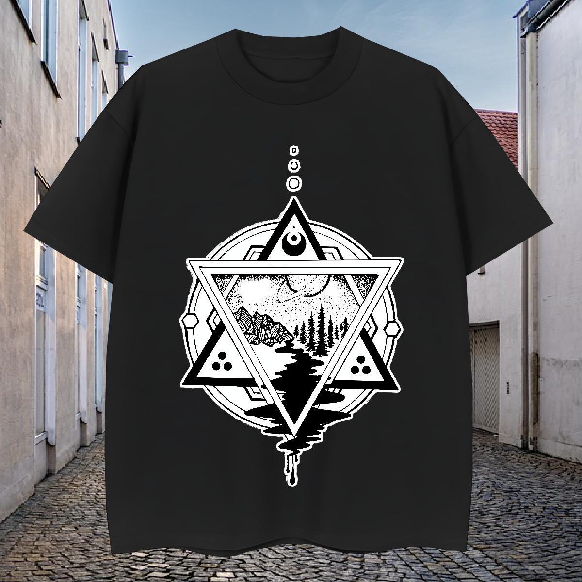 Soft Mens T Shirts 230g Pure Cotton eye of the devil Street wear Hip Hop Custom Print Oversized Breathable Short Sleeve Men Tees DIY Clothings