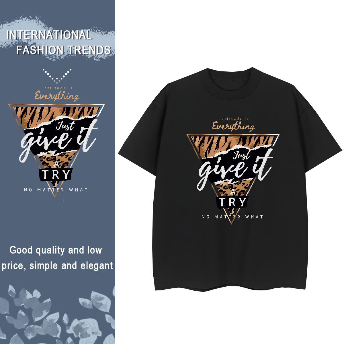 Unisex Couples T Shirts 100% Cotton 230g letter Street Casual T shirt Crew Neck Black White Tops Tees