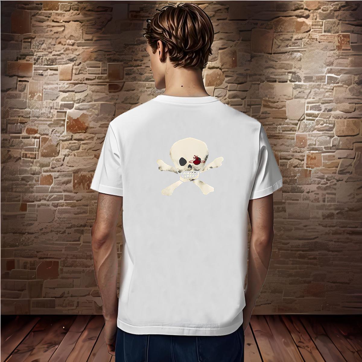 Cool Men T Shirts 230g 100% Cotton skull Casual DIY Breathable Crew Neck Men Tops Tees 2024 DIY Tops Shirt