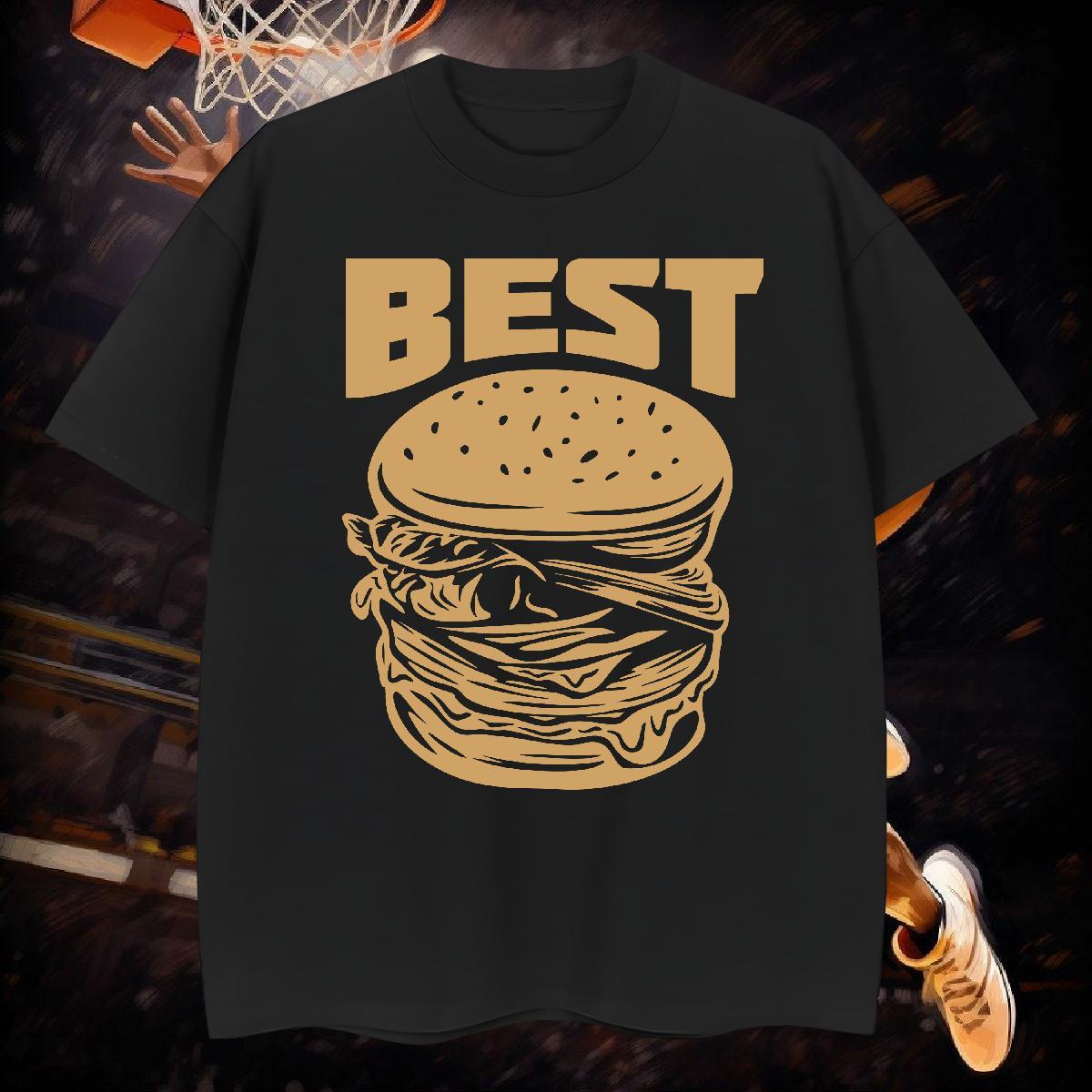 Unisex T shirt 230g 100% Cotton hamburger Spring Summer Black Oversized Breathable Short Sleeve Tshirts Fashion Design Polos