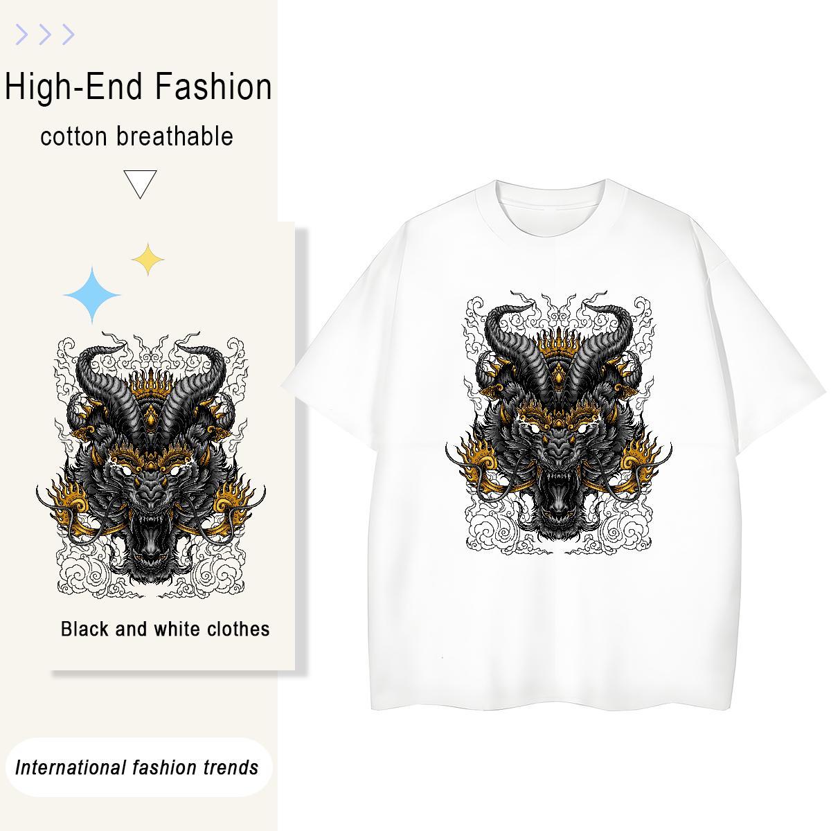Soft Men T Shirts 230g Pure Cotton ferocity Casual Daily Wear Floral Print Breathable Couples T Shirts Customized Clothes