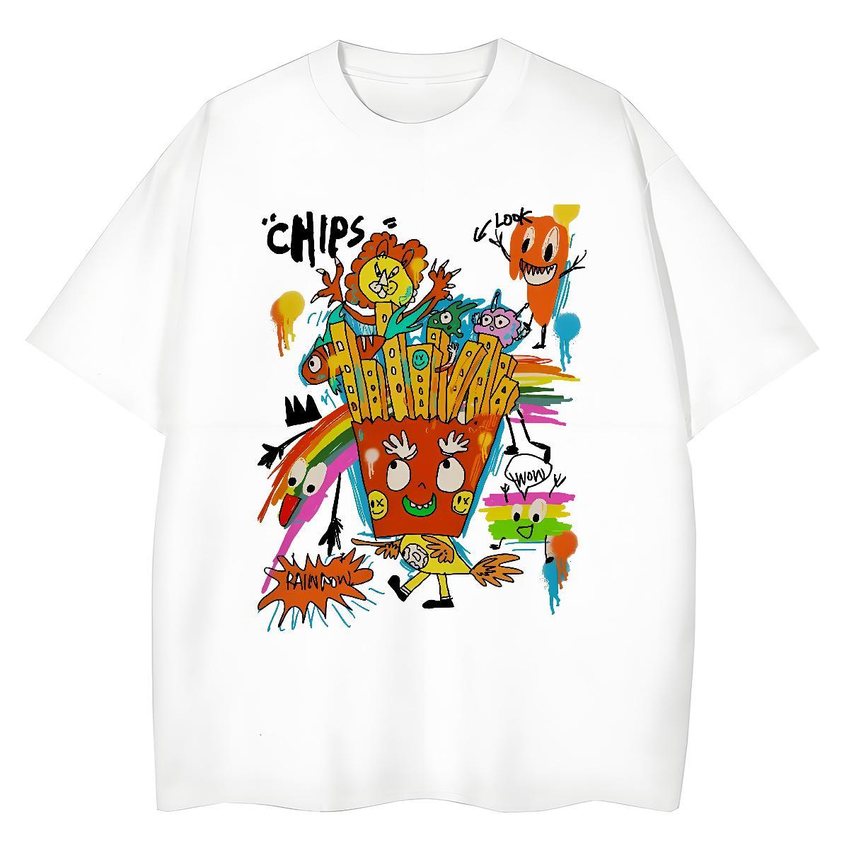 Free Shipping Women Tshirts 230g Cotton cartoon Street Wear Womens T Shirts Crew Neck Breathable Skull Polos