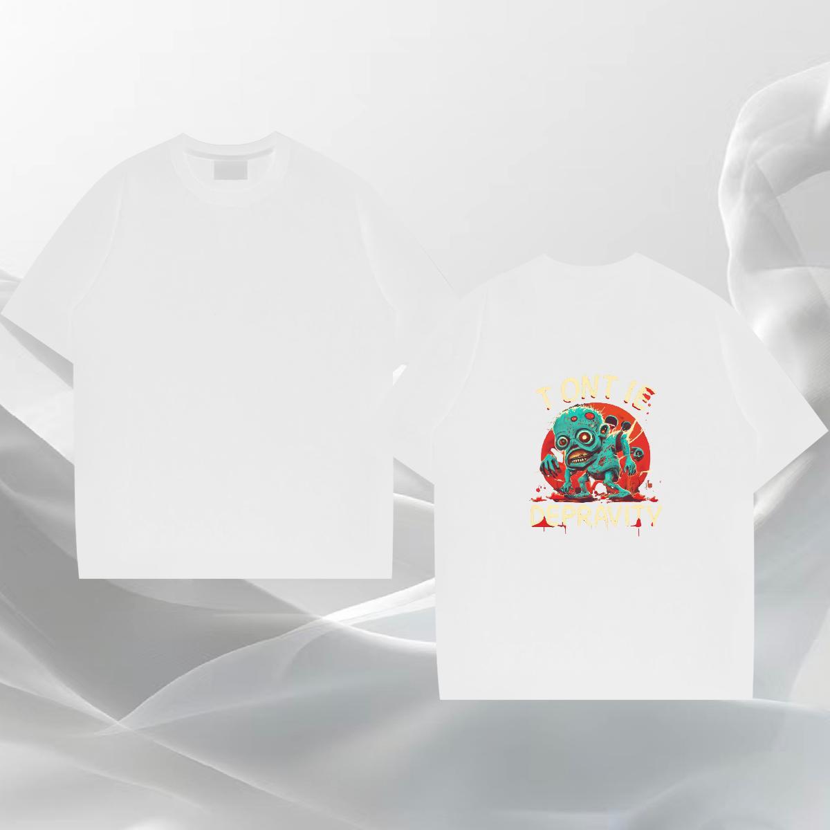 Brand Men T Shirts 230g 100% Cotton skull Casual Cartoon Print O Neck Short Sleeves Couples T Shirts 2024 DIY Top Tees