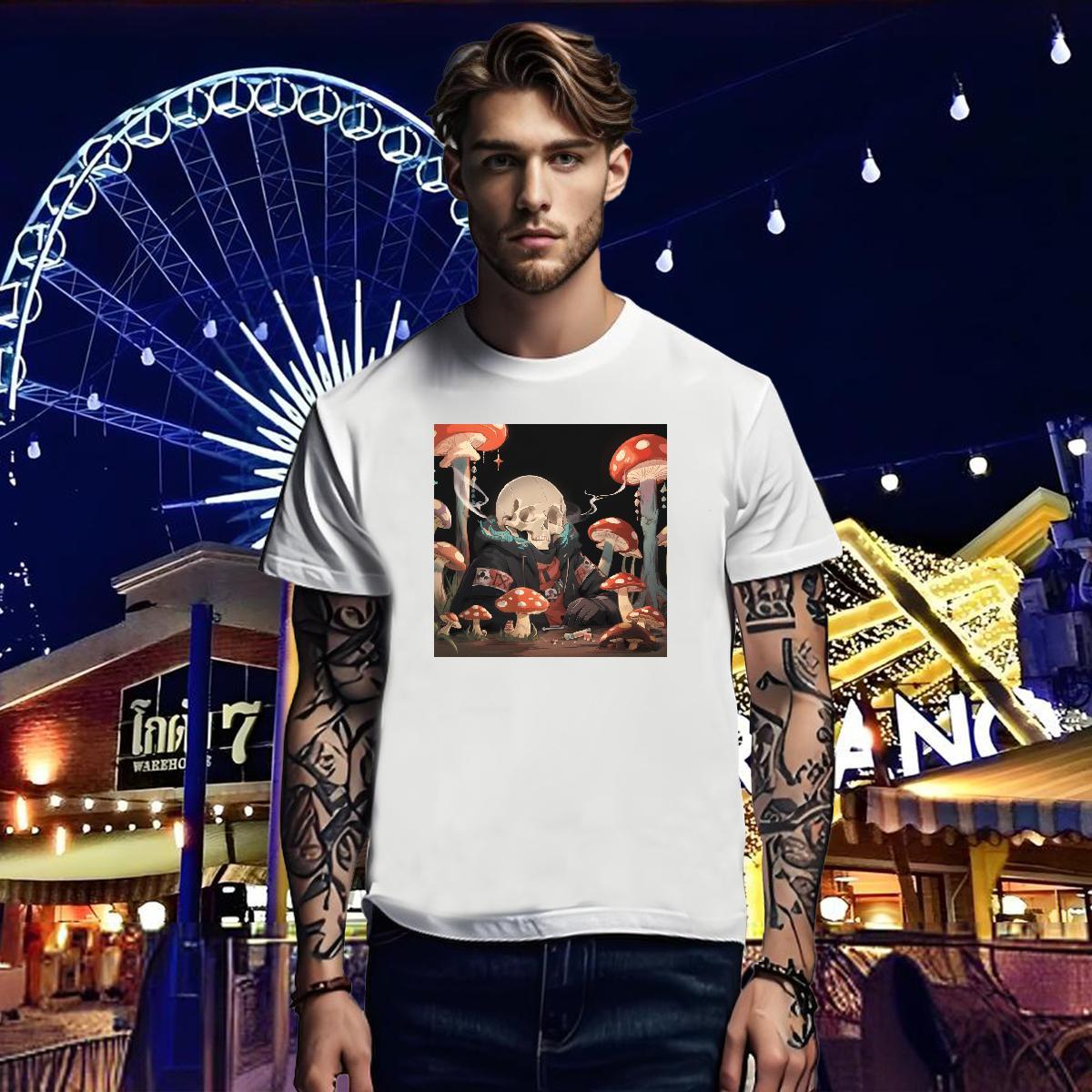 Cool T-Shirts for Men 100% Cotton 230g skull Casual Daily Wear Plus Size Cartoon Breathable Short Sleeve Mens Tshirts 2024 Summer Tees