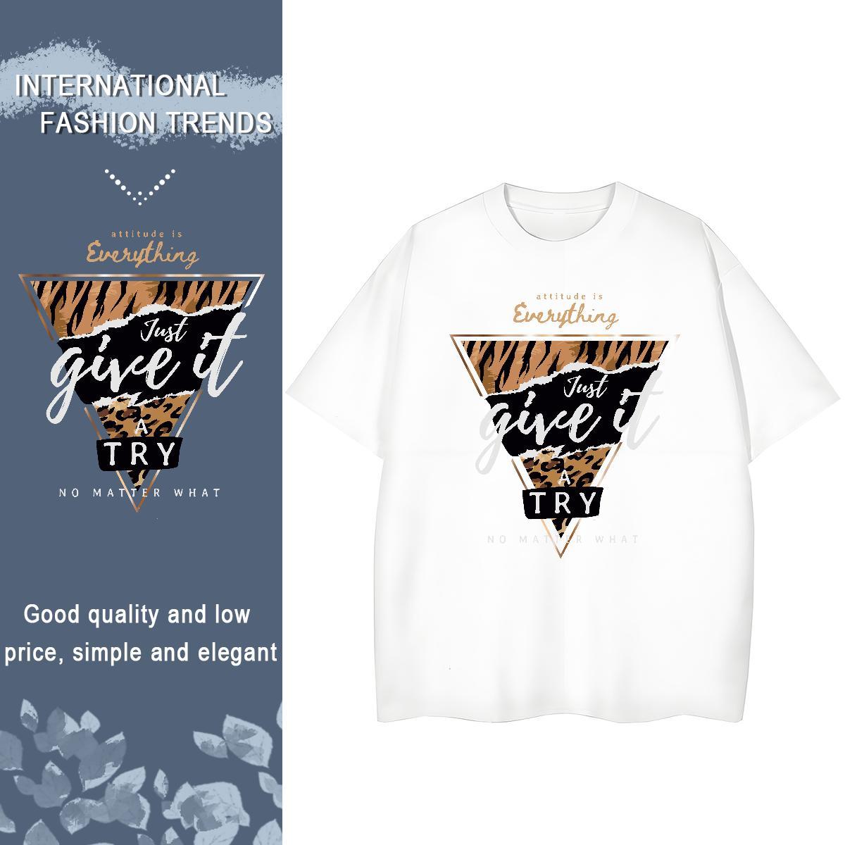 Unisex Couples T Shirts 100% Cotton 230g letter Street Casual T shirt Crew Neck Black White Tops Tees