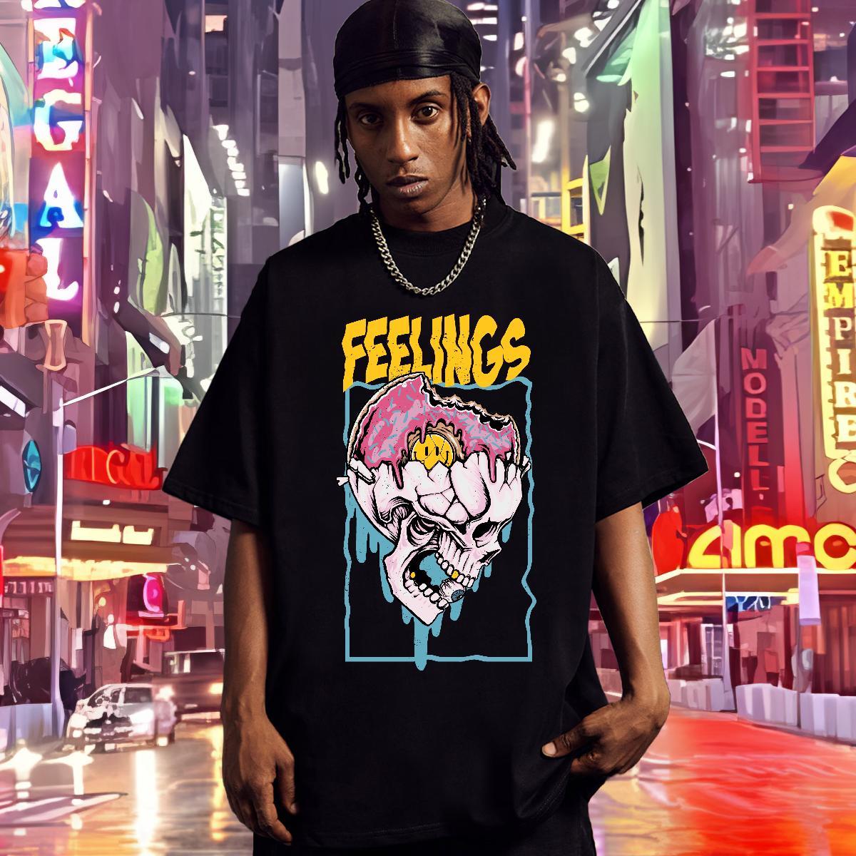 Brand T Shirt For Man 230g 100% Cotton skull Hip Hop Graphic O Neck Short Sleeves Couples T Shirts Classic Casual Polos