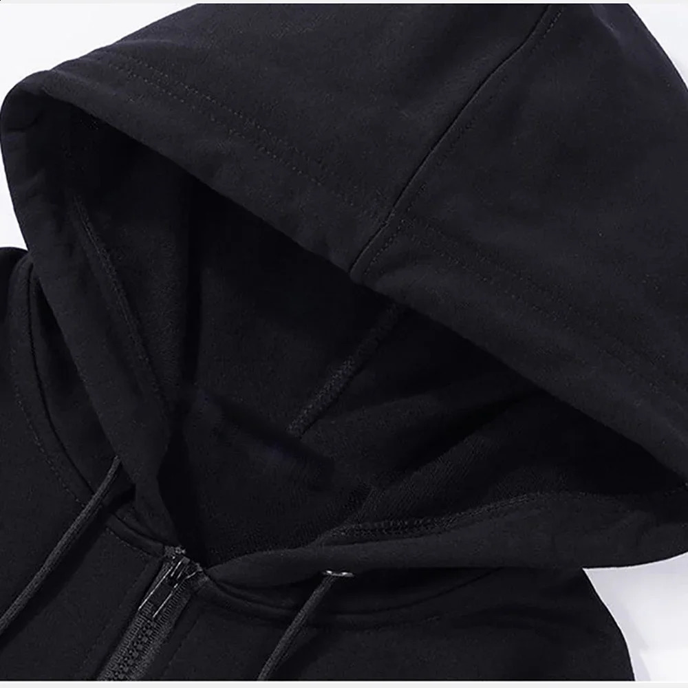 Casual Jacket Coat Black Fleece Sweatshirt Y2k Zip Cardigan Loose Long Sleeve Hoodies Autumn Men Women Sweatshirt Clothing 240823