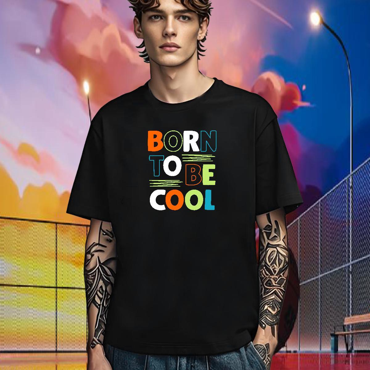 Cool T Shirts Men 100% Cotton 230g letter High Street Hip Hop DIY Printed Breathable Short Sleeve Men Tops Tees 2024 Tee Shirt
