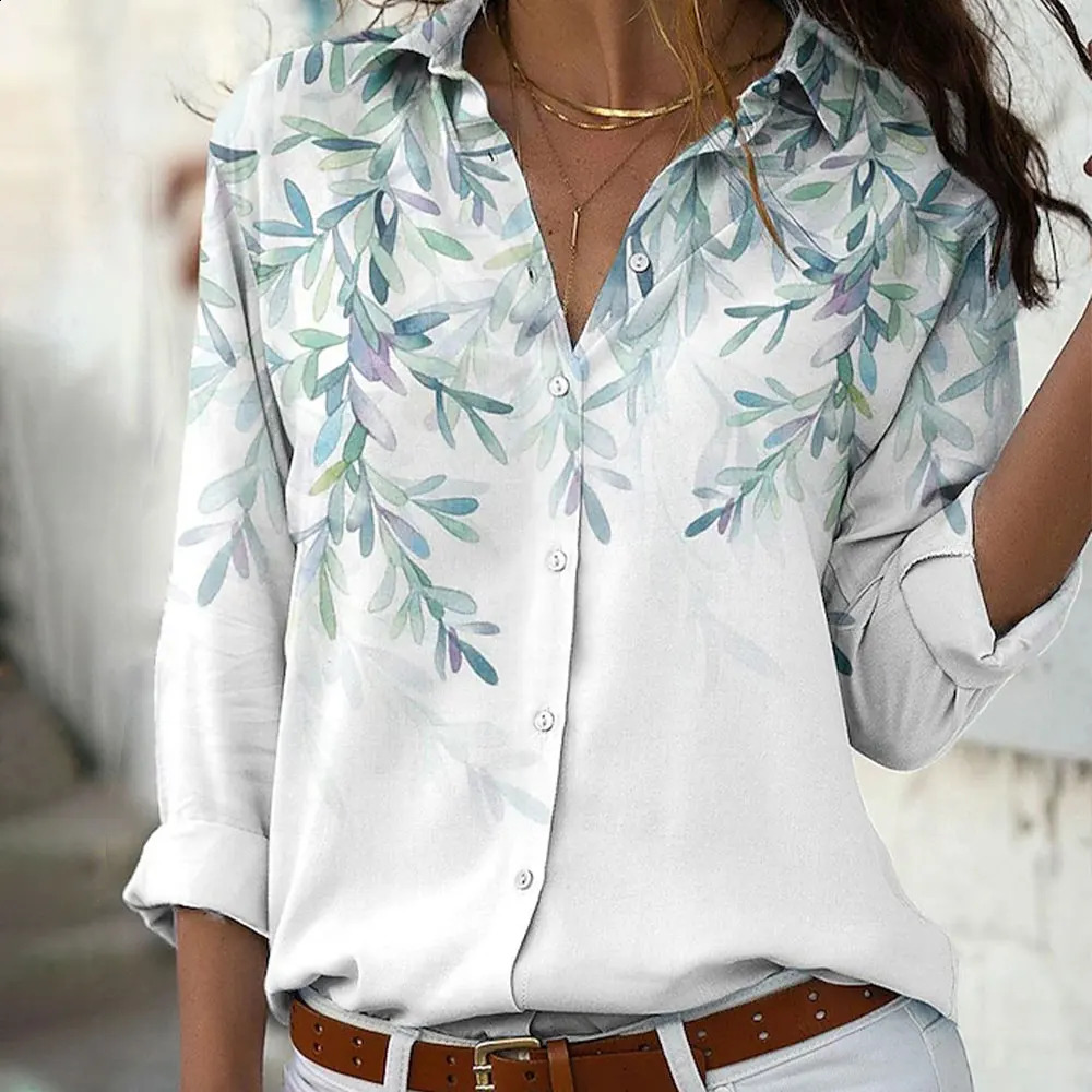 Womens Fashion 3D Polka Dot Printed Button Long-Sleeved Shirt Single Breasted Shirts Spring Summer Womens Blouses 240823
