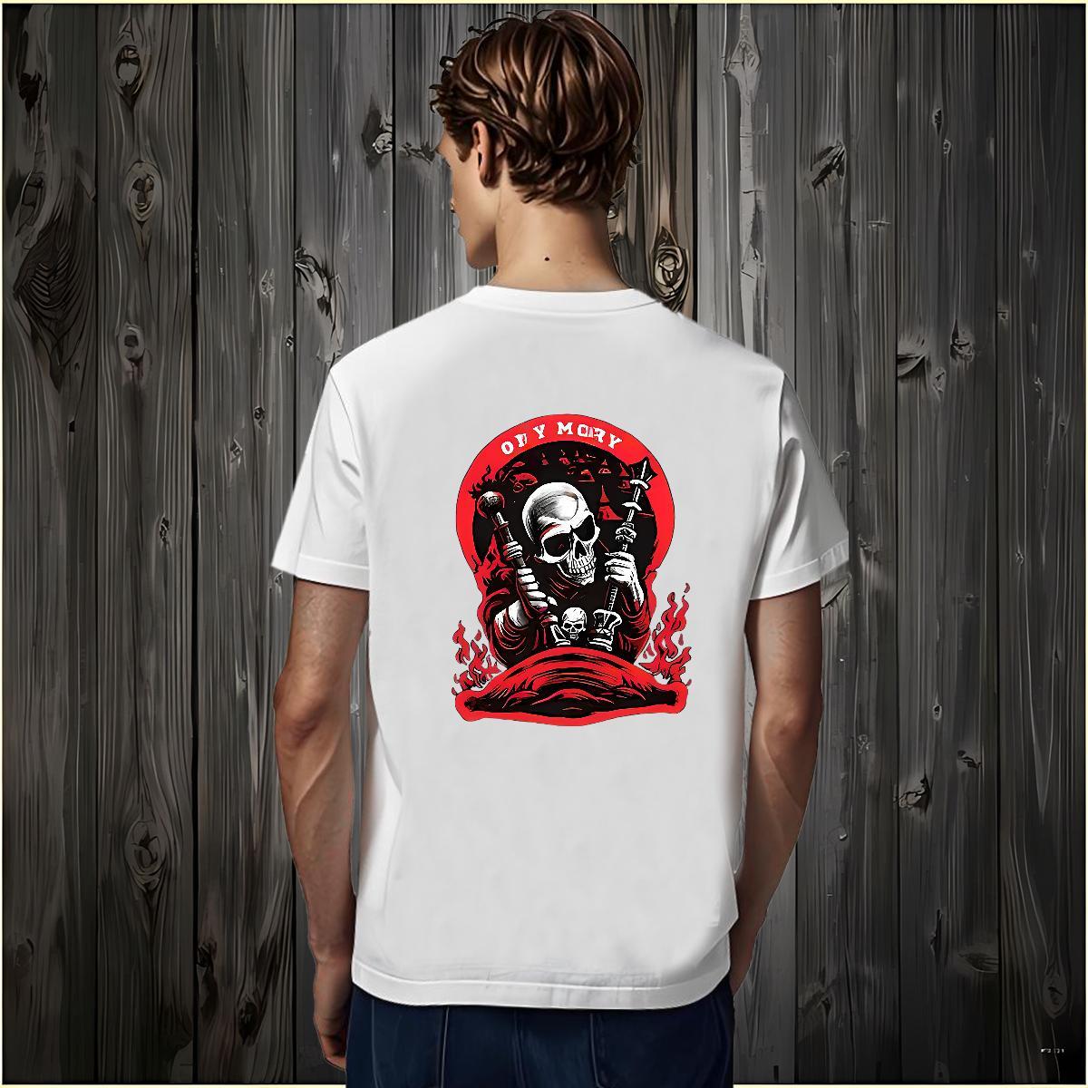 Free Shipping T Shirt For Man 100% Cotton 230g skull Hip Hop DIY Crew Neck Men Tshirts New Clothes