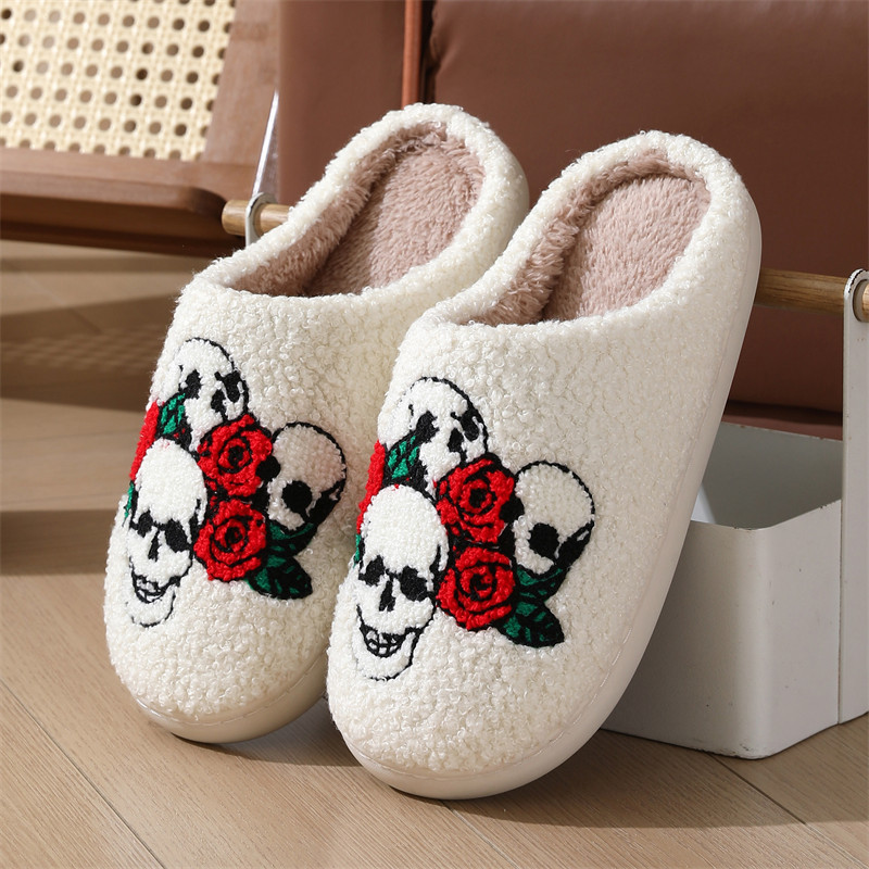 20+style Fashion Slippers Halloween skeleton Funny Casual Fluffy Slipper Women House Flats Cute Cartoon Designer Winter Shoes Girls Fashion Footwear L