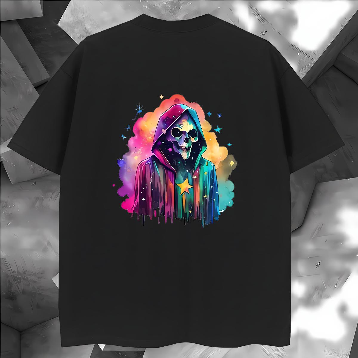 Soft T Shirt For Man 230g Pure Cotton skull Daily Outfit Skull Breathable Crew Neck Mens Tshirts Fashion Casual Tees Shirts