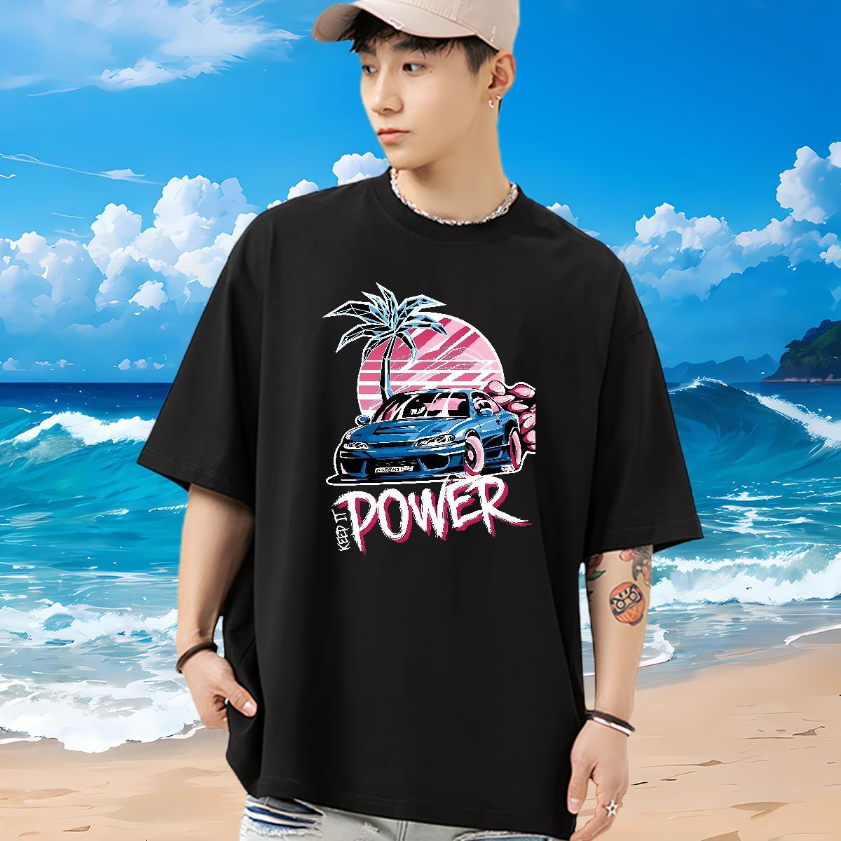 Wholesale T-Shirts 230g Cotton car Daily Outfit Cartoon Printing L-4XL Breathable Short Sleeve Tshirt for Man Woman Free Shipping Tees Shirts