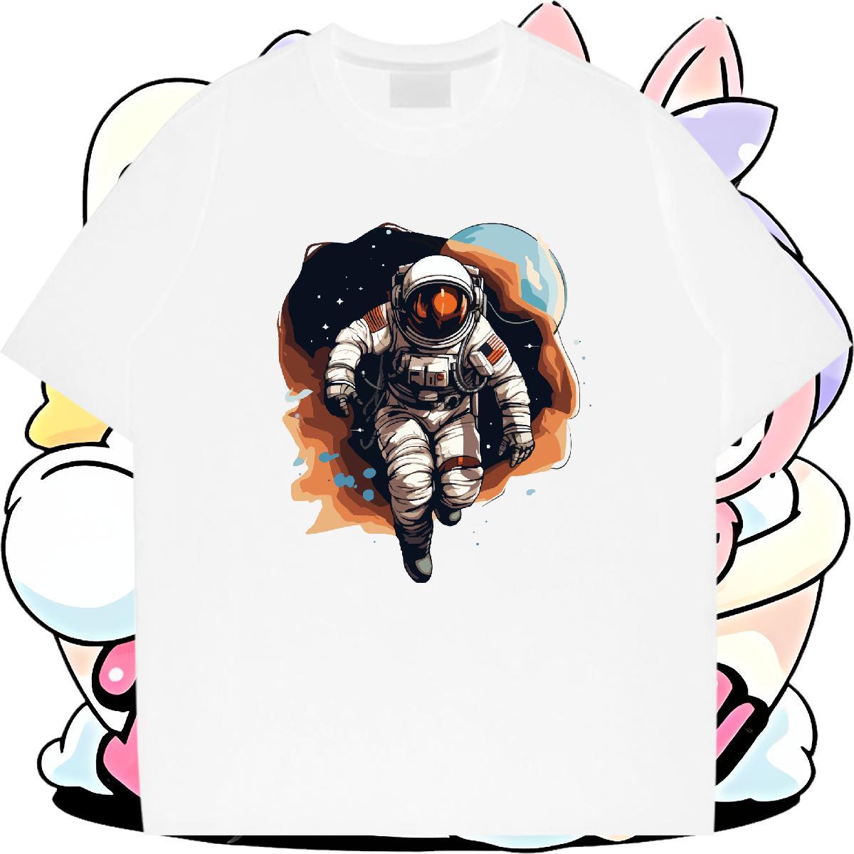 Soft Couples T Shirts 230g Pure Cotton universe Sports Casual Women T Shirts Breathable Short Sleeve Cartoon Floral Printing Top Shirts