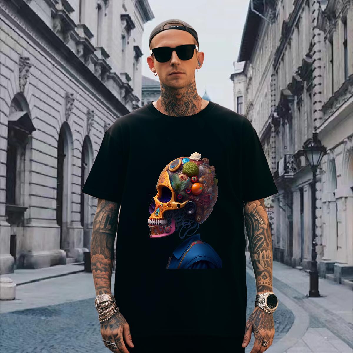 Designer Mens T Shirts 230g 100% Cotton skull Daily Outfit Custom Printed Breathable Short Sleeve Men Tshirts Customized Tees Shirts