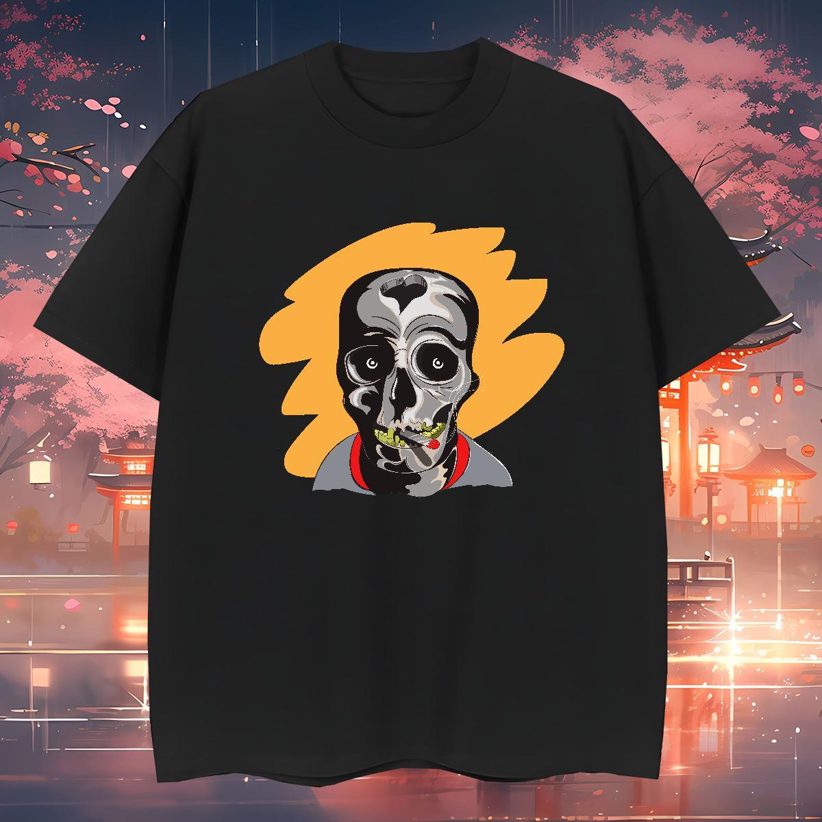 Loose Fit Man T Shirts 230g 100% Cotton skull Sport Black White Breathable Tshirt for Man Woman 2024 DIY Clothings