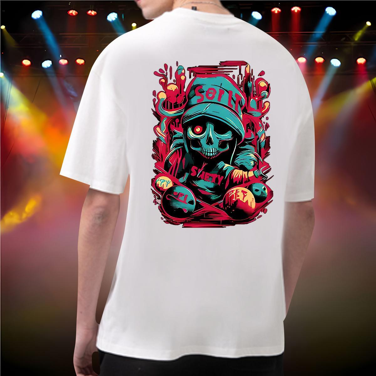 Comfortable T Shirt For Man 230g Pure Cotton skull Sports Casual DIY Printed Breathable Soft Mens Tshirts Classic Tees
