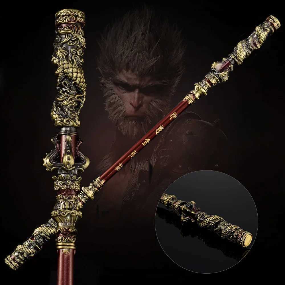Monkey King 35CM Black Mythical Wukong Game Peripheral Full Metal Handle Ruyi Gold Pocket Decoration Model Desktop Decoration W240823