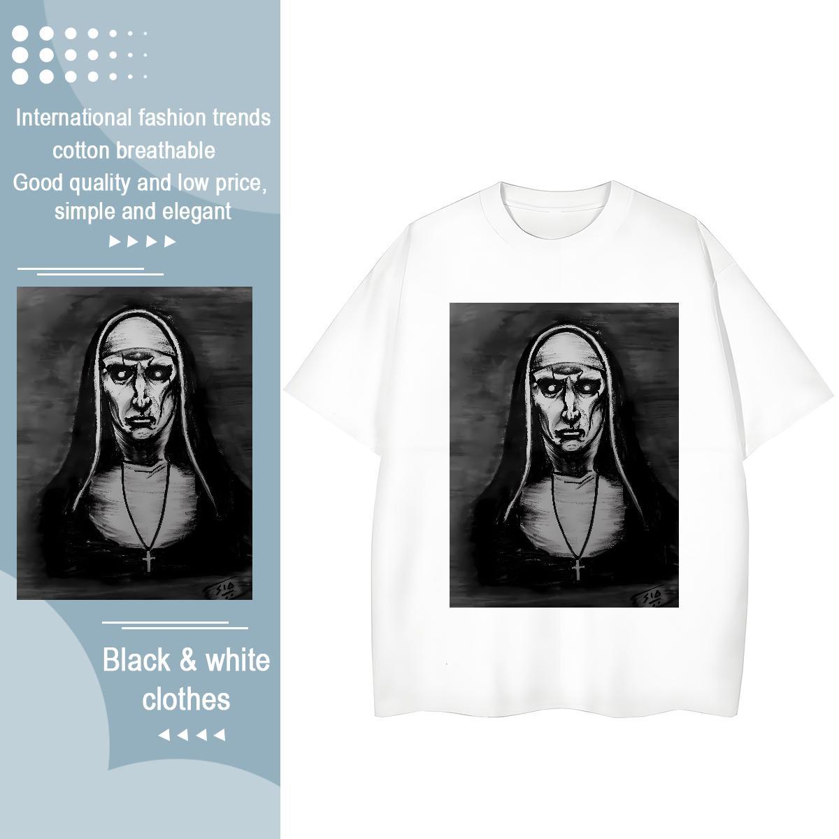 Loose fit Women Tshirts 230g 100% Cotton nun Sport T Shirt For Woman Crew Neck Breathable Customized Print Tee Shirt