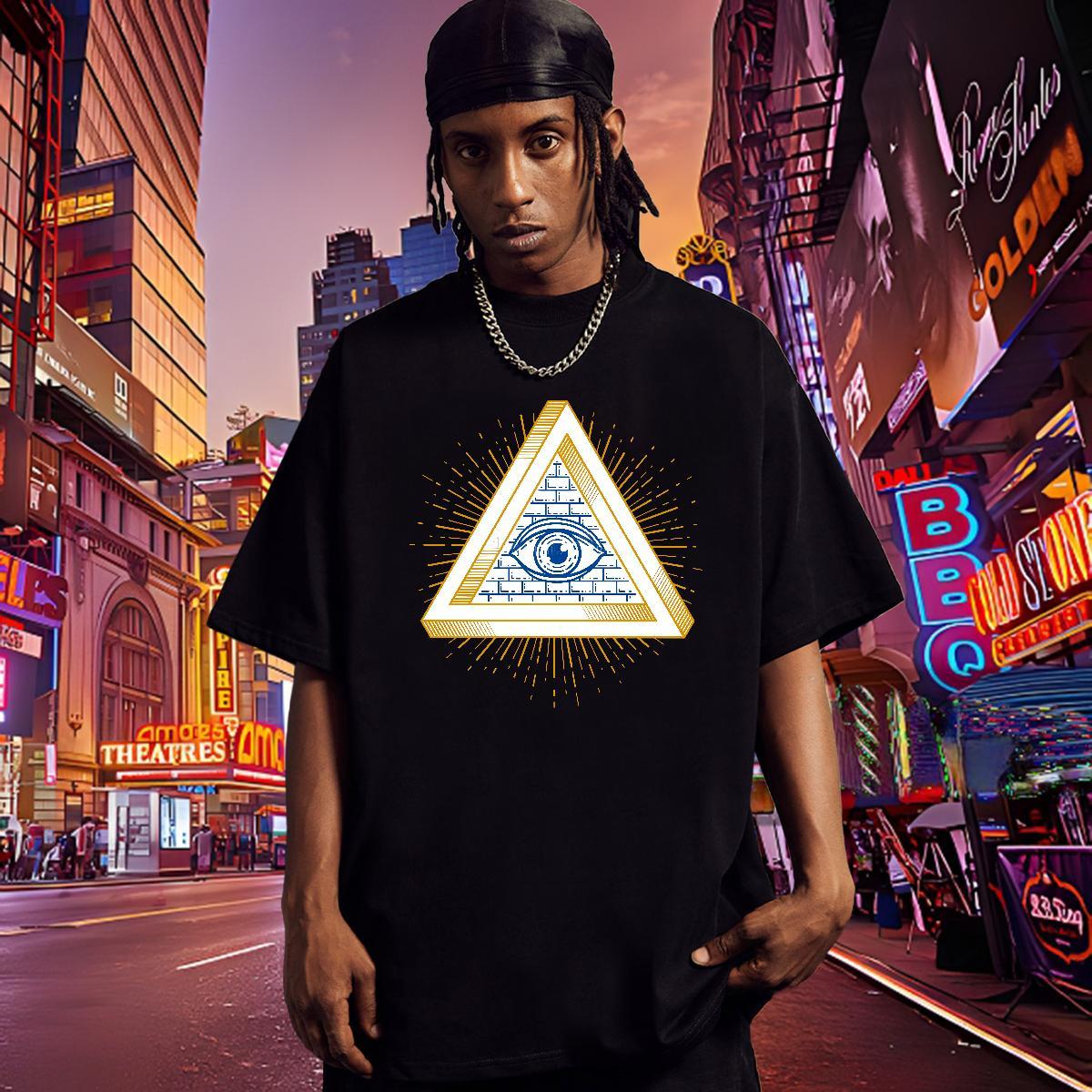 High Quality T Shirt For Man 100% Cotton 230g eye of the devil Anime Printing Street Oversized 3XL 4XL Breathable Short Sleeve Men Clothes T-Shirt New