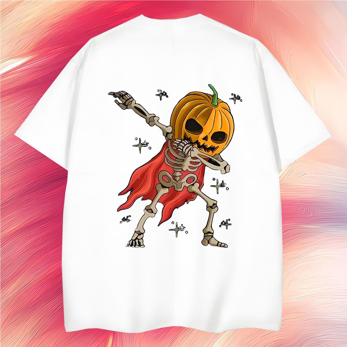 Soft T-Shirts for Men 230g 100% Cotton pumpkin Casual Black White Crew Neck Men Clothes T-Shirt 2024 DIY Tee Shirt