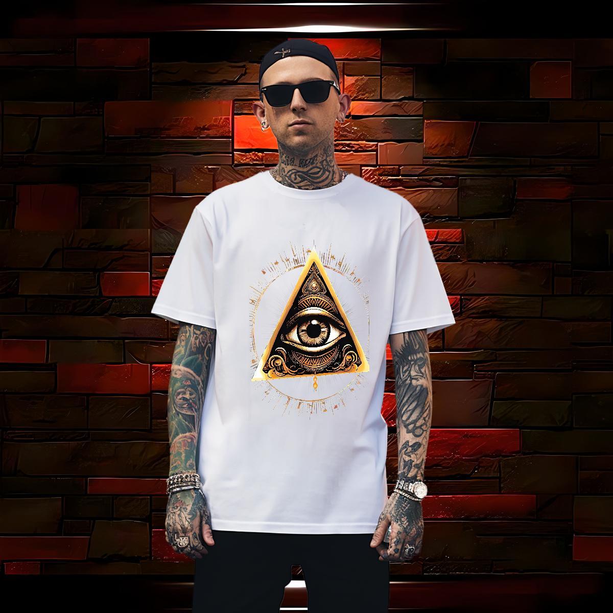 TOP Quality T Shirts Men 230g 100% Cotton eye of the devil Sports Casual DIY Anime Breathable Crew Neck Mens Tshirts 2024 DIY Tees