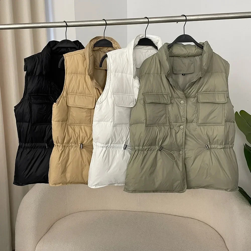 Womens Short Vest Warm Waist Coat White Duck Down Jacket Sleeveless Fashion 240823